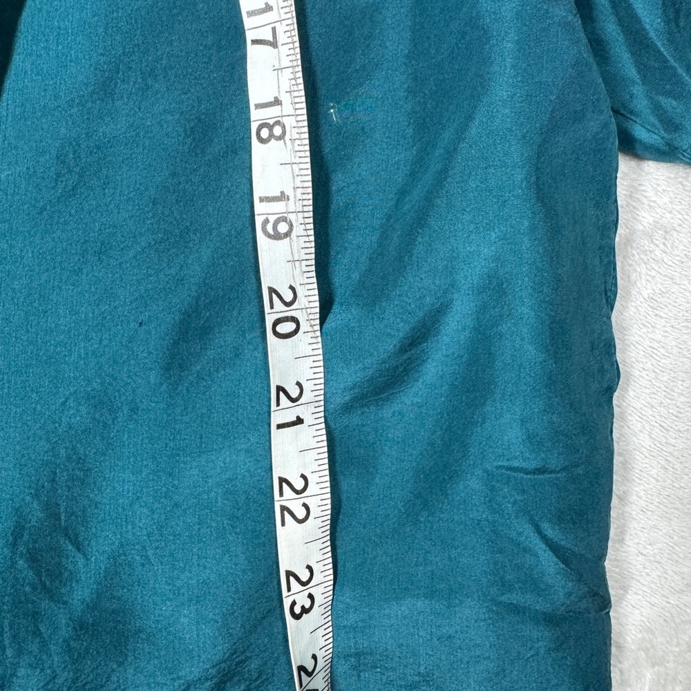 Men’s 100% Silk Nine Twenty East Lightweight Button Front Collared Teal Shirt  L - Picture 7 of 16